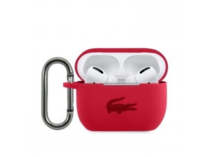 Lacoste Liquid Silicone Glossy Printing Logo Puzdro pre Airpods Pro Red