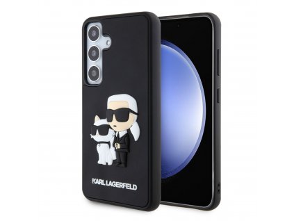 Karl Lagerfeld 3D Rubber Karl and Choupette Zadný Kryt pre Samsung Galaxy S24 Black