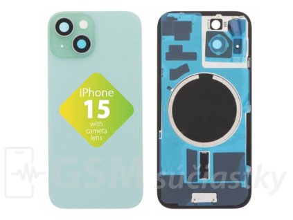 Apple iPhone 15 Zadné sklo housingu Zelené