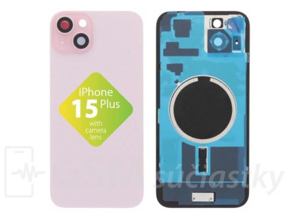 Apple iPhone 15 Plus Zadné sklo housingu Ružové