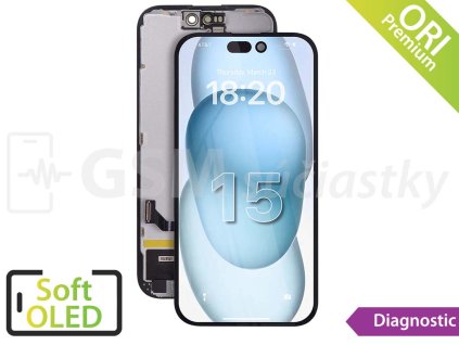 iPhone 15 LCD displej + dotykové sklo zobrazujúci sa ako Originál