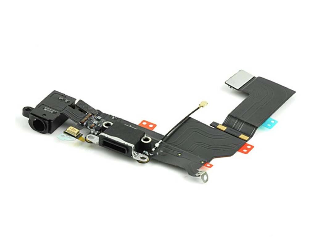 Flex kábel nabíjania iPhone 5S - nabíjací konektor, mikrofón Čierna