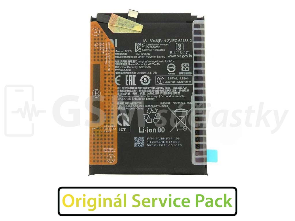 Bateria Xiaomi Redmi note 9 Pro, Note 10 Pro - BN53 Originál