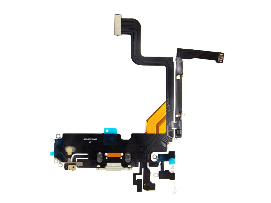 Flex kábel nabíjania iPhone 13 Pro - nabíjací konektor, mikrofón Biela - strieborná