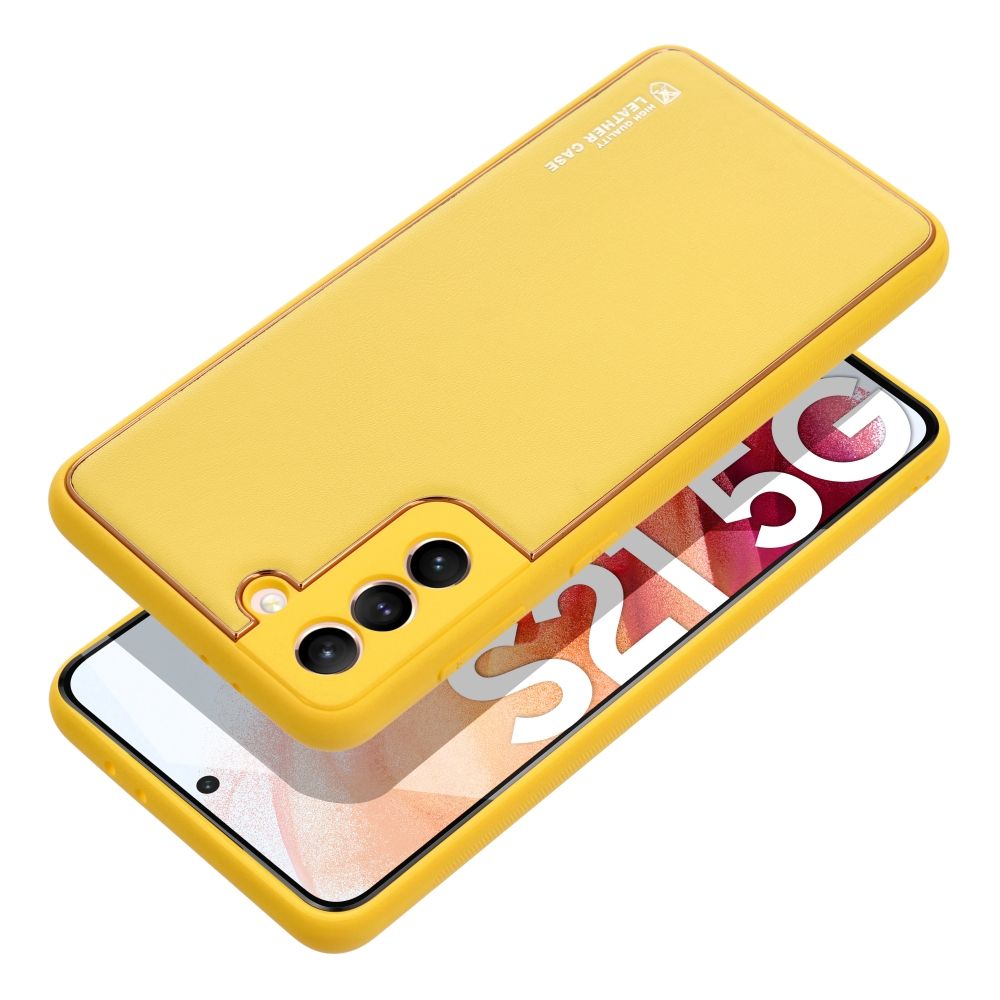 Zadný kryt Leather pre Samsung Galaxy S24, S921 Žltá