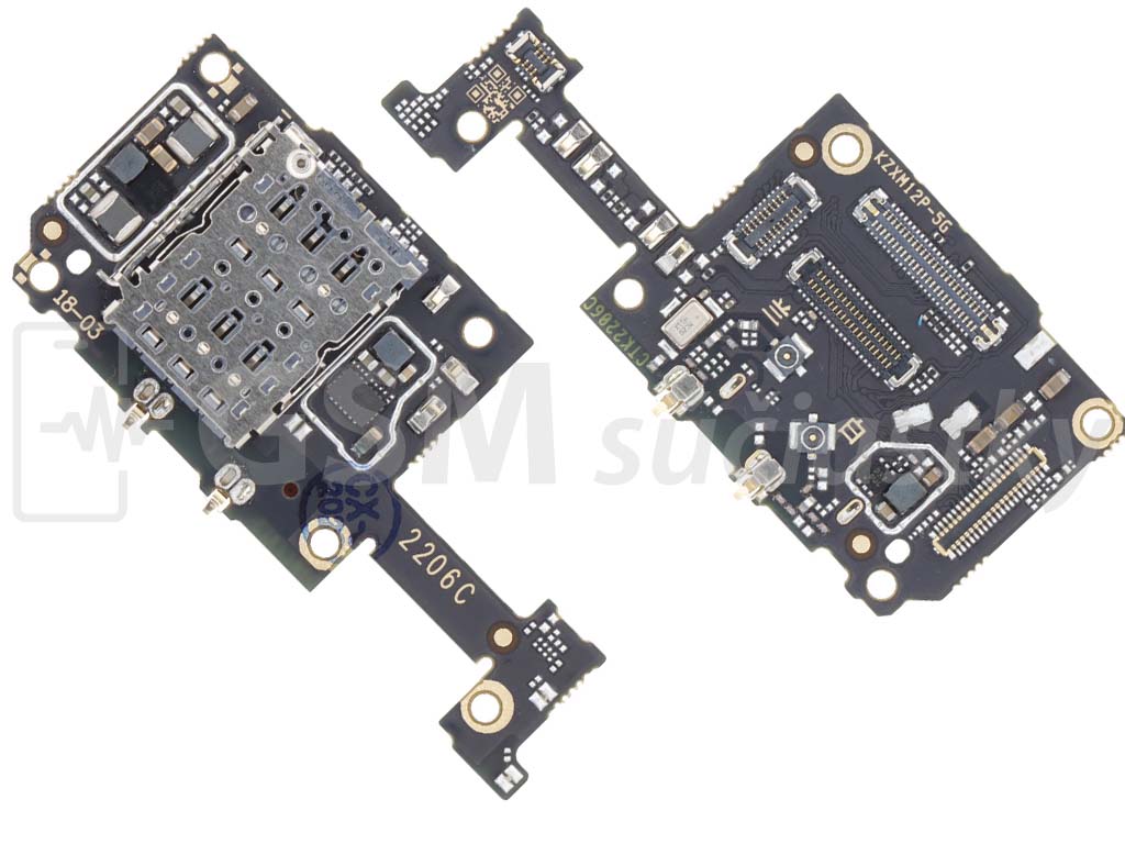 Doska SIM karty Xiaomi 12 Pro - mikrofón, sim čítač PCB doska