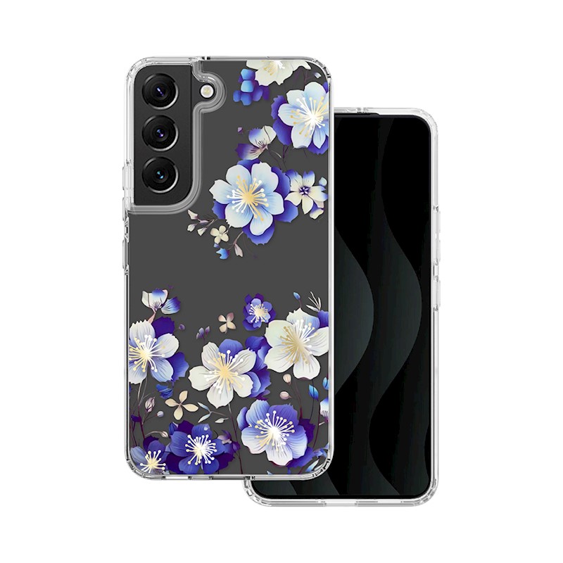 Obrázkové puzdro silikónové Samsung Galaxy S22 Modré kvety