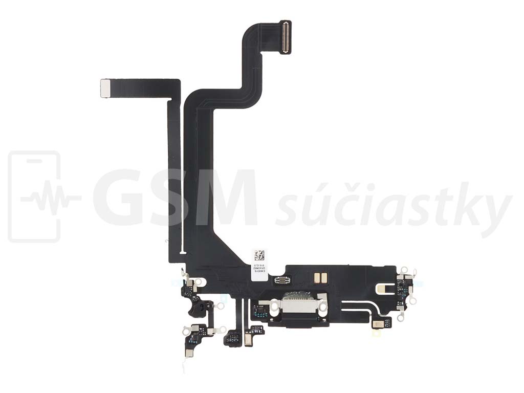 Flex kábel nabíjania iPhone 14 Pro Max - nabíjací konektor, mikrofón Čierna
