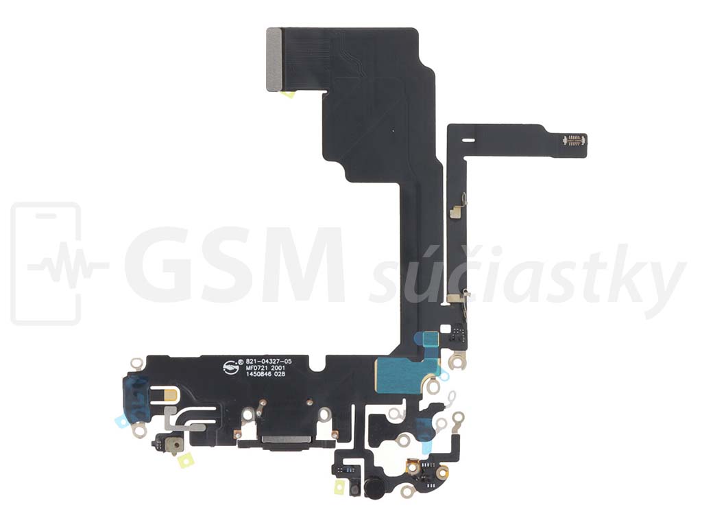 Flex kábel nabíjania iPhone 15 Pro - nabíjací konektor, mikrofón Čierna