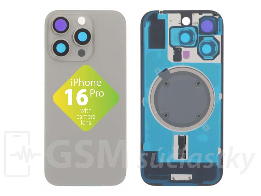 Apple iPhone 16 Pro - Zadné sklo housingu Natural Titanium