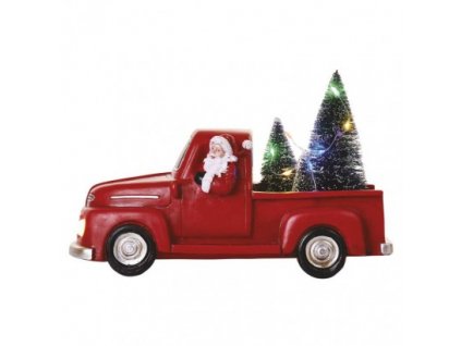 EM DCLW09 LED dekorace – Santa v autě s vánočními stromky, 10 cm, 3x AA, vnitřní, multicolor