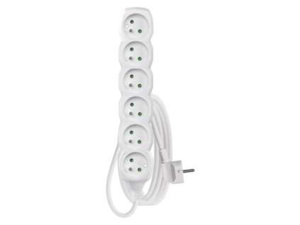 EM P0612 Prodlužovací kabel 2 m / 6 zásuvek / bílý / PVC / 1 mm2
