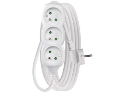 EM P0315 Prodlužovací kabel 5 m / 3 zásuvky / bílý / PVC / 1 mm2