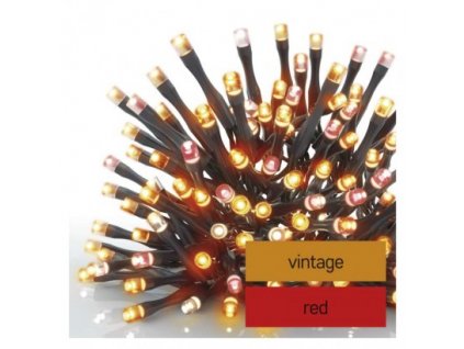 EM D4AD02 LED vánoční řetěz pulzující, 12 m, venkovní i vnitřní, vintage/červená