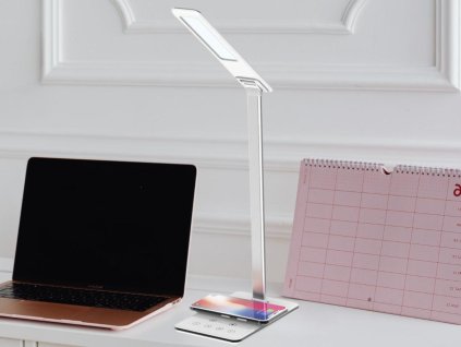 NEDES -  LED lampa JOY stmívatelná s časovačem, bezdrátovým nabíjením a USB 6W - DL2301/W