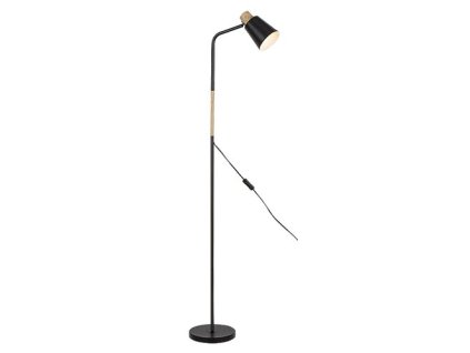 074003  stojací lampa , černá , +dřevo  V148CM,  E27 40W