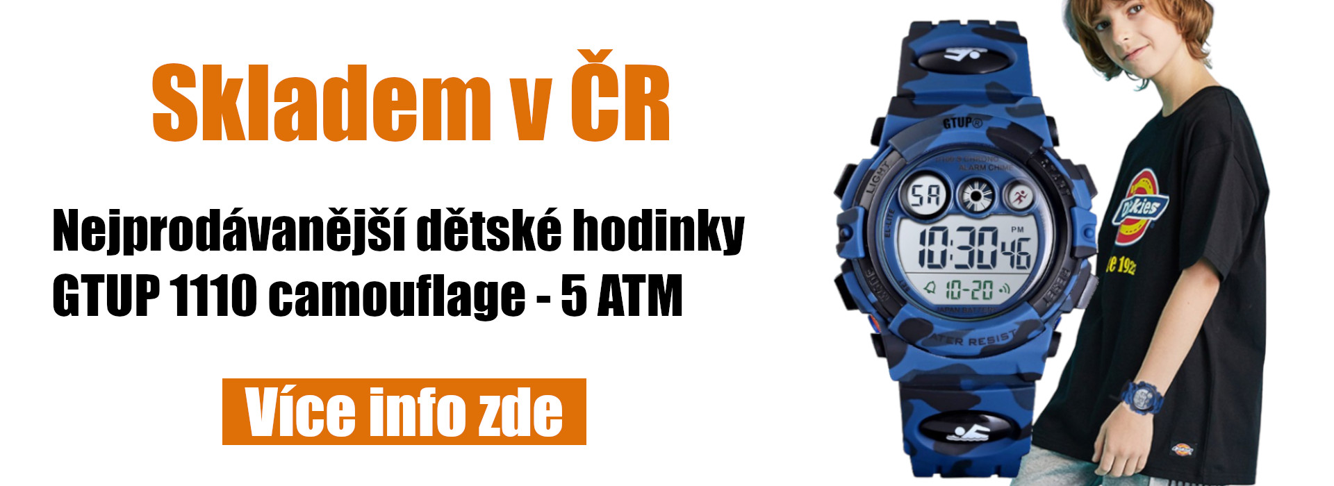 Dětské hodinky army GTUP 1110 vodotěsné 5 atm modré
