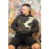 Sivá pánska mikina GUILTY – ručne maľovaná – zeleno-béžový abstraktný vzor (limitovaná edícia) M