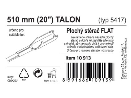 Stěrač FLAT BULK (TALON) 20"/510mm