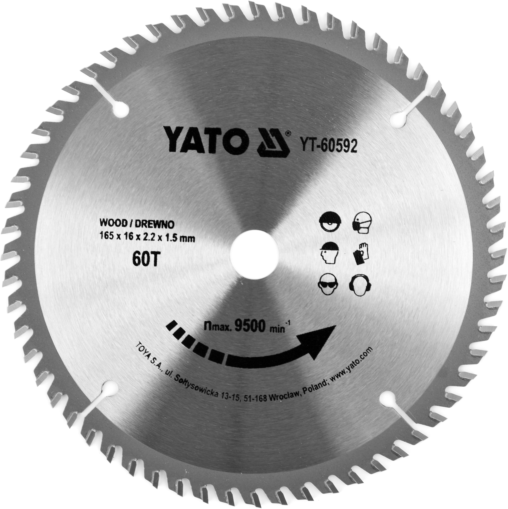 YATO Kotouč na dřevo TCT 165 x 16 mm 60z (pro YT-82810, YT-82811)