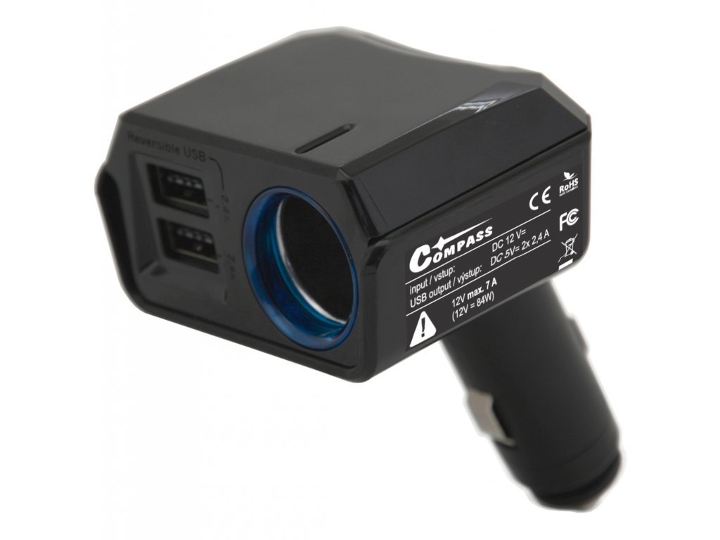 Compass Adaptér pevný 12V + 2x USB 2400mA SELECT