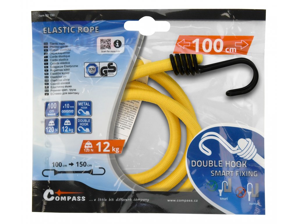 Compass Upínač pružný DOUBLE HOOK 10mm/100cm TÜV/GS