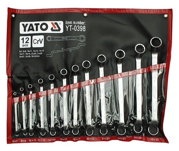 YATO Sada klíčů očkových 12ks 6-32 mm ohnuté
