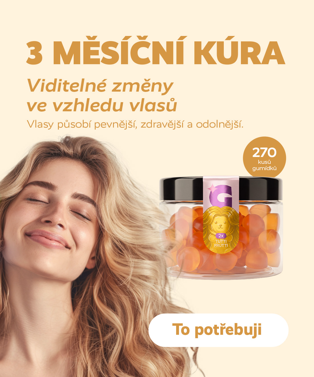 HAPPY HAIR GUMMIES - 3 měsíční kúra