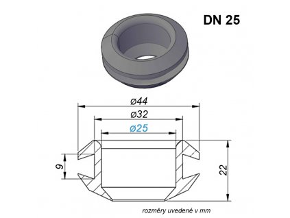 DN 25 Gumová průchodka