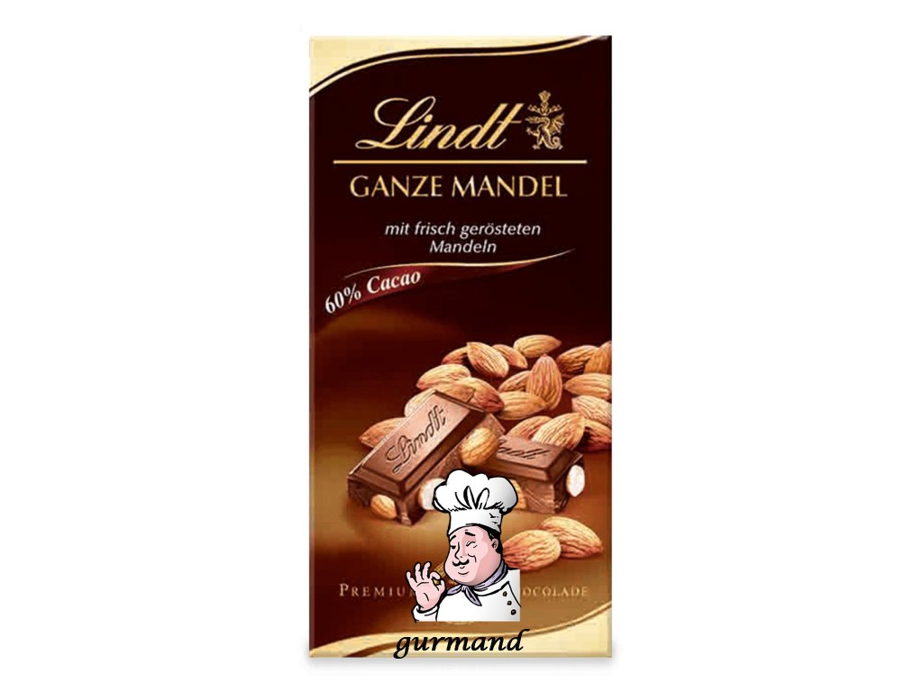 Lindt Ganze Mandel Hořká čokoláda s celými mandlemi a 60% kakaa 100g