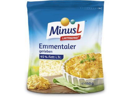 MinusL Emmentaler strouhaný sýr 45% t.v.s. se sníženým obsahem laktózy 150g