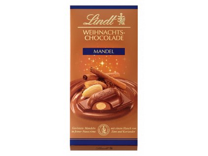 Lindt Mandel Vánoční mléčná čokoláda se skořicí a koriandrem 100g