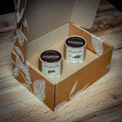Dárková sada Kampotský černý a fermentovaný pepř 2x50g LP box