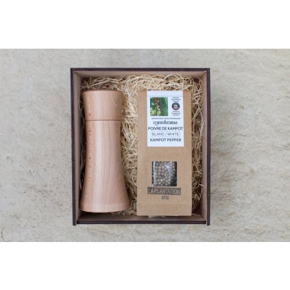 Sada mlýnek Linea přírodní + bílý pepř 50g