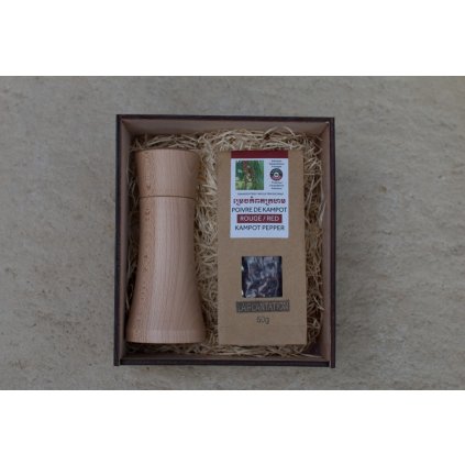 Sada mlýnek Linea přírodní + červený pepř 50g