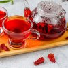 hot hibiscus tea in a glass mug and glass teapot 2025 02 10 05 40 23 utc