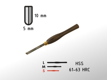10mm hladicí nůž (skew) GURTOOL s rukojetí (malý s rovným ostřím)  10mm Skew Chisel (Small Size)