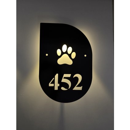 Solárne domové číslo – kvapkový so stopou labky