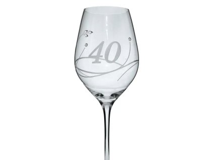 Elegantní sklenička na víno s číslem 40 broušená s krystaly Swarovski 360 ml (2ks)