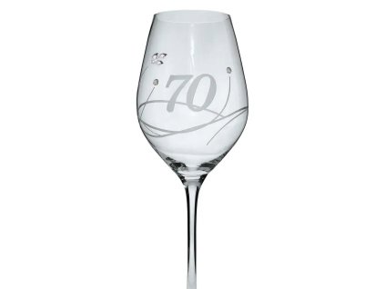 Elegantní sklenička na víno s číslem 70 broušená s krystaly Swarovski 360 ml (1ks)
