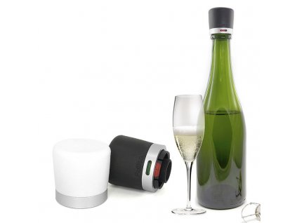 Uzávěr na sekt černý a bílý Pulltex Twist Champagne Stopper