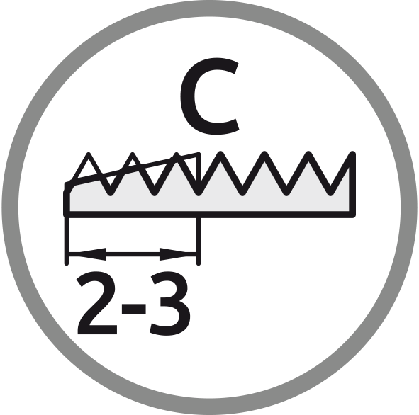 Stożek skrawający C: Długość 2-3 skoki