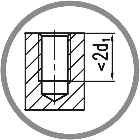Rodzaj otworu: Nieprzelotowy (długość gwintu L < 2xd1)