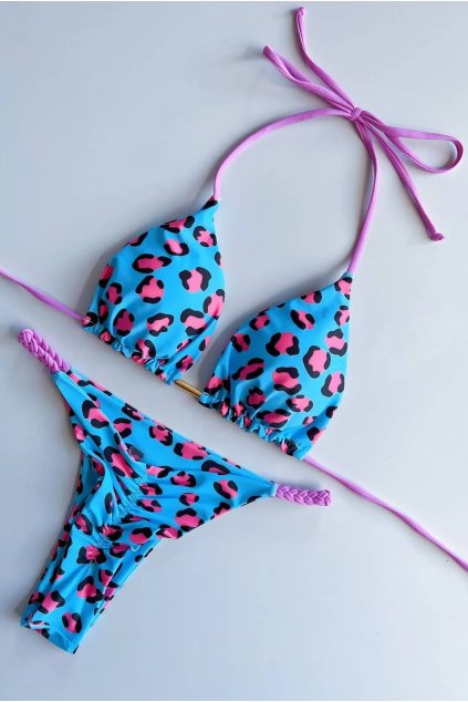 Dámské plavky Leopard Neon Blue