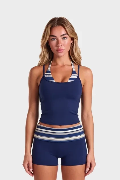 Dámský Crop Top Stripe Navy