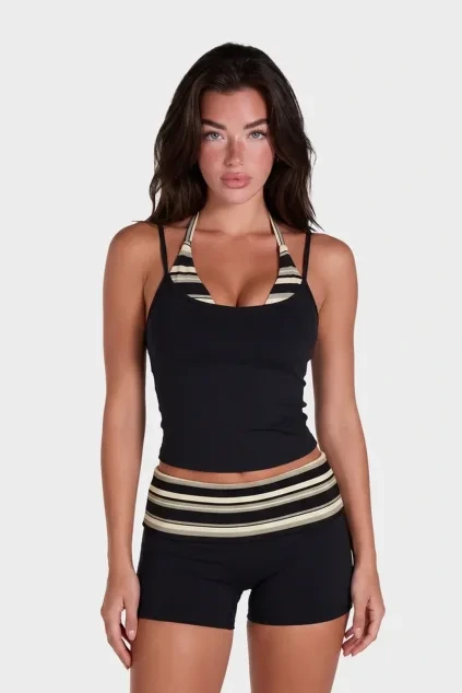 Dámský Crop Top Stripe Black