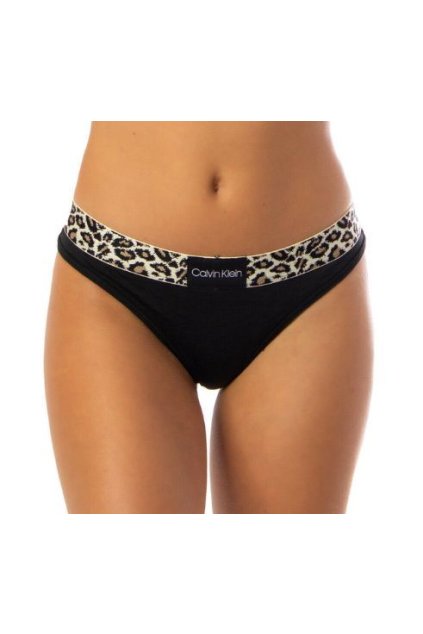 Calvin Klein Tanga Leopard Černé
