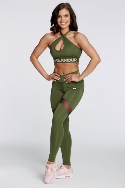 Legíny Gym Glamour Khaki Heart