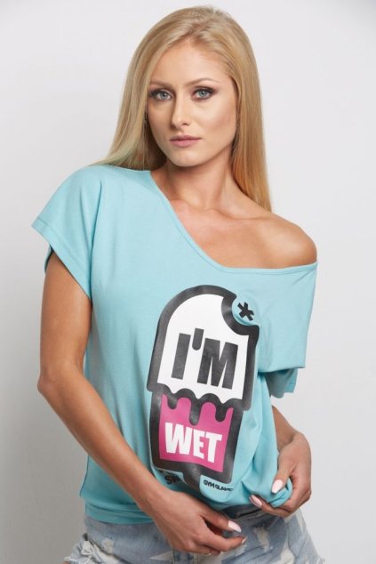 Tričko Gym Glamour I´m Wet modré
