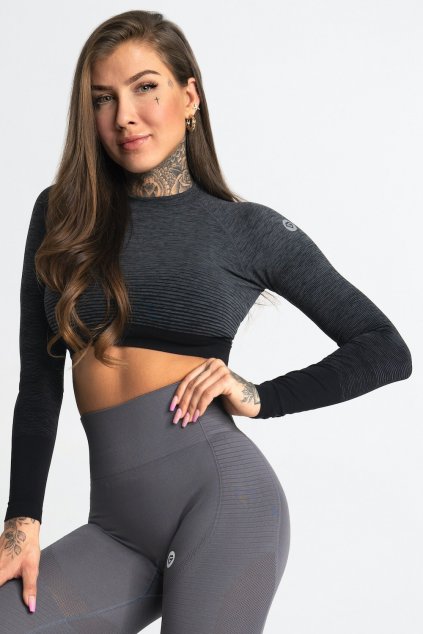 Crop-Top Gym Glamour Grey Ombre